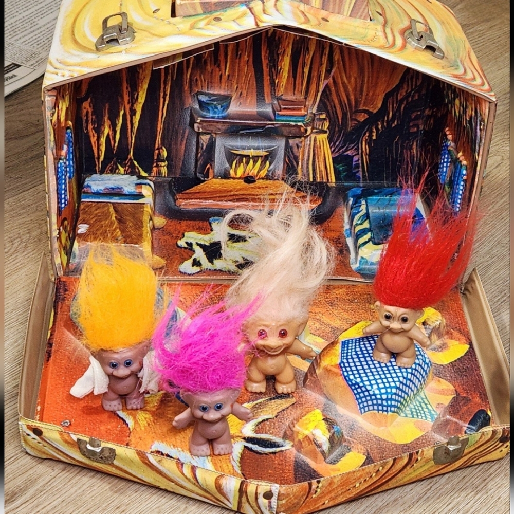 1960s Vintage Atco Troll House And 4 Troll Dolls -One is Original Dam